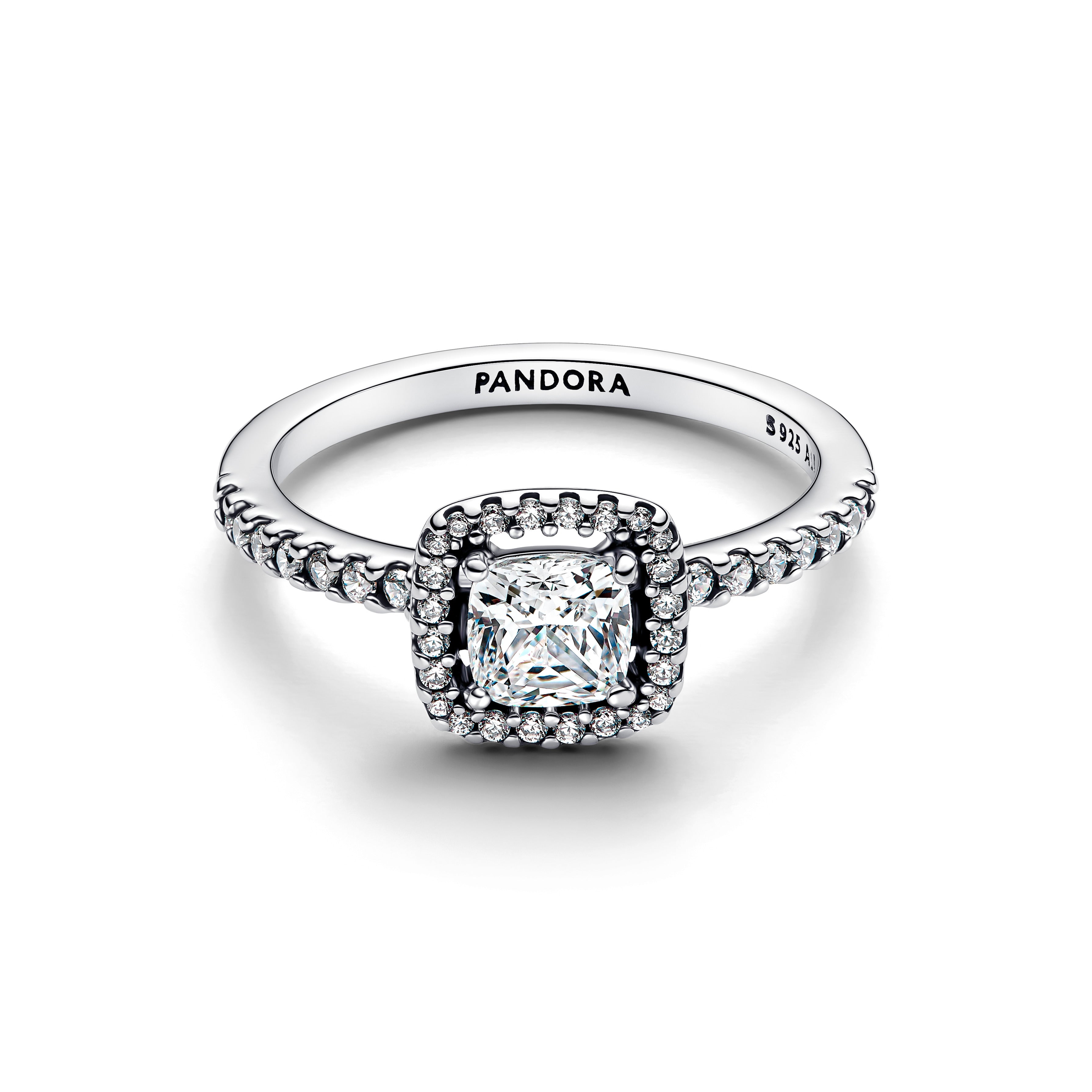 Sparkling Square Halo Ring