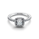 Sparkling Square Halo Ring