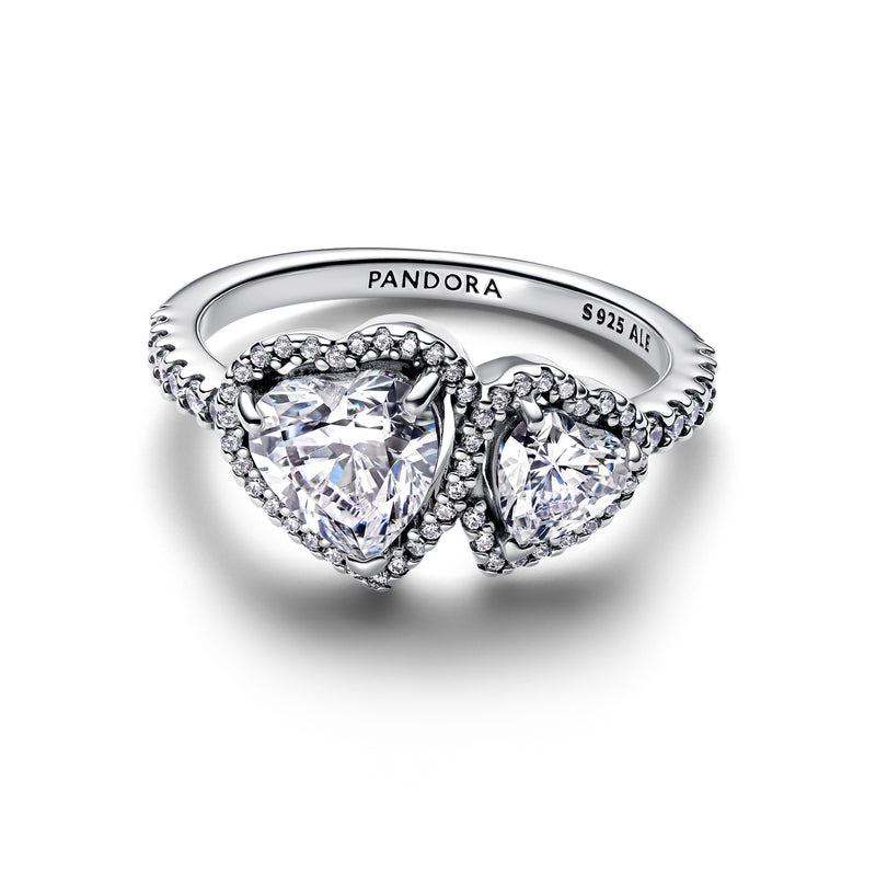 Sparkling Halo Hearts Ring