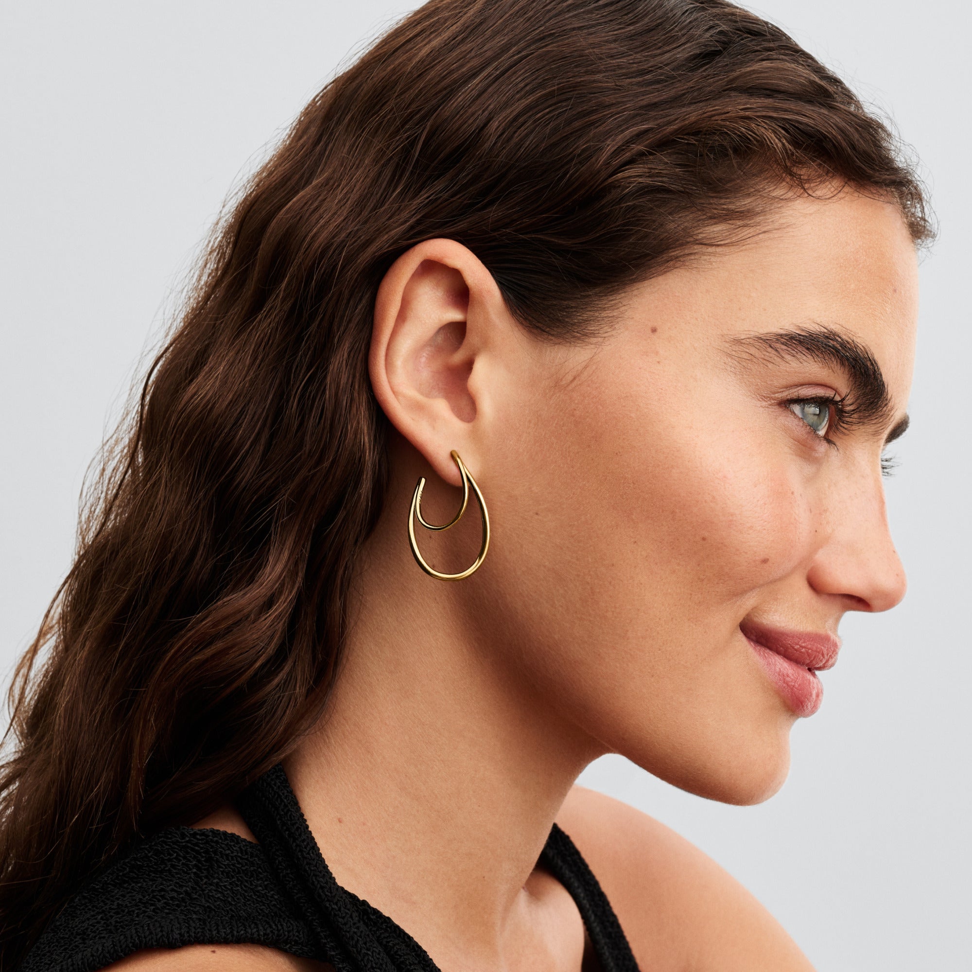 Organically Shaped Double Hoop Earrings