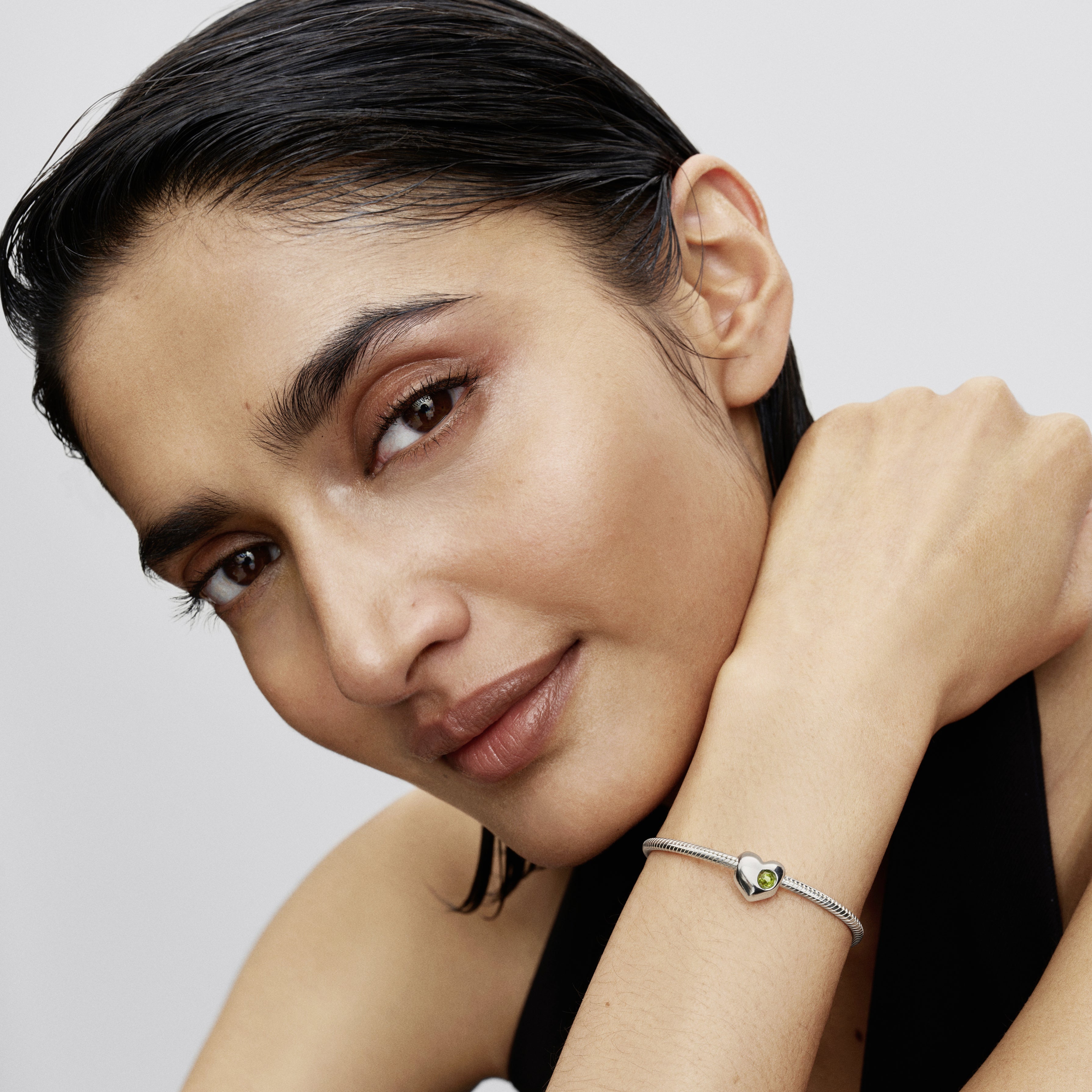 Engravable Spring Green Stone Heart Charm