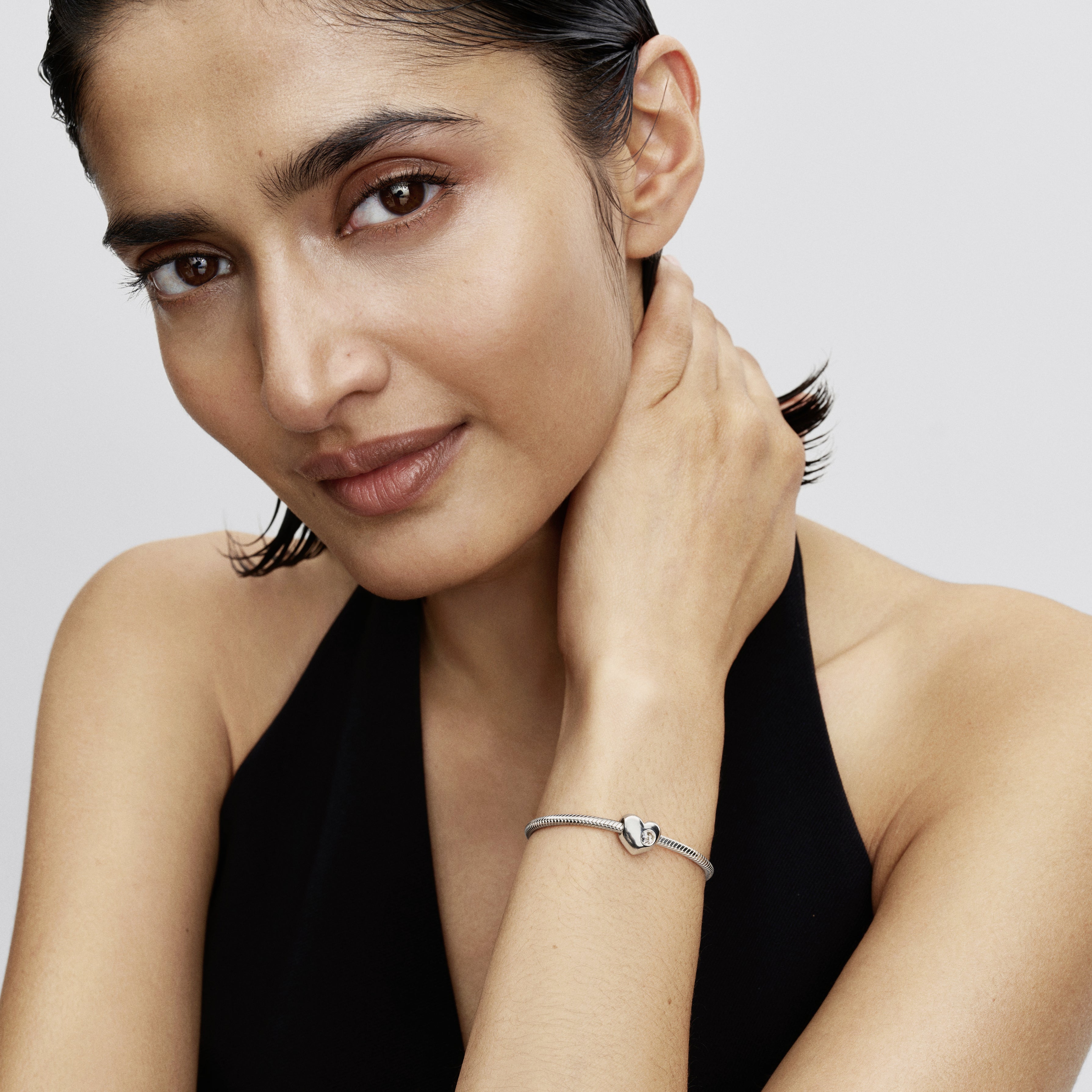 Engravable Clear Stone Heart Charm