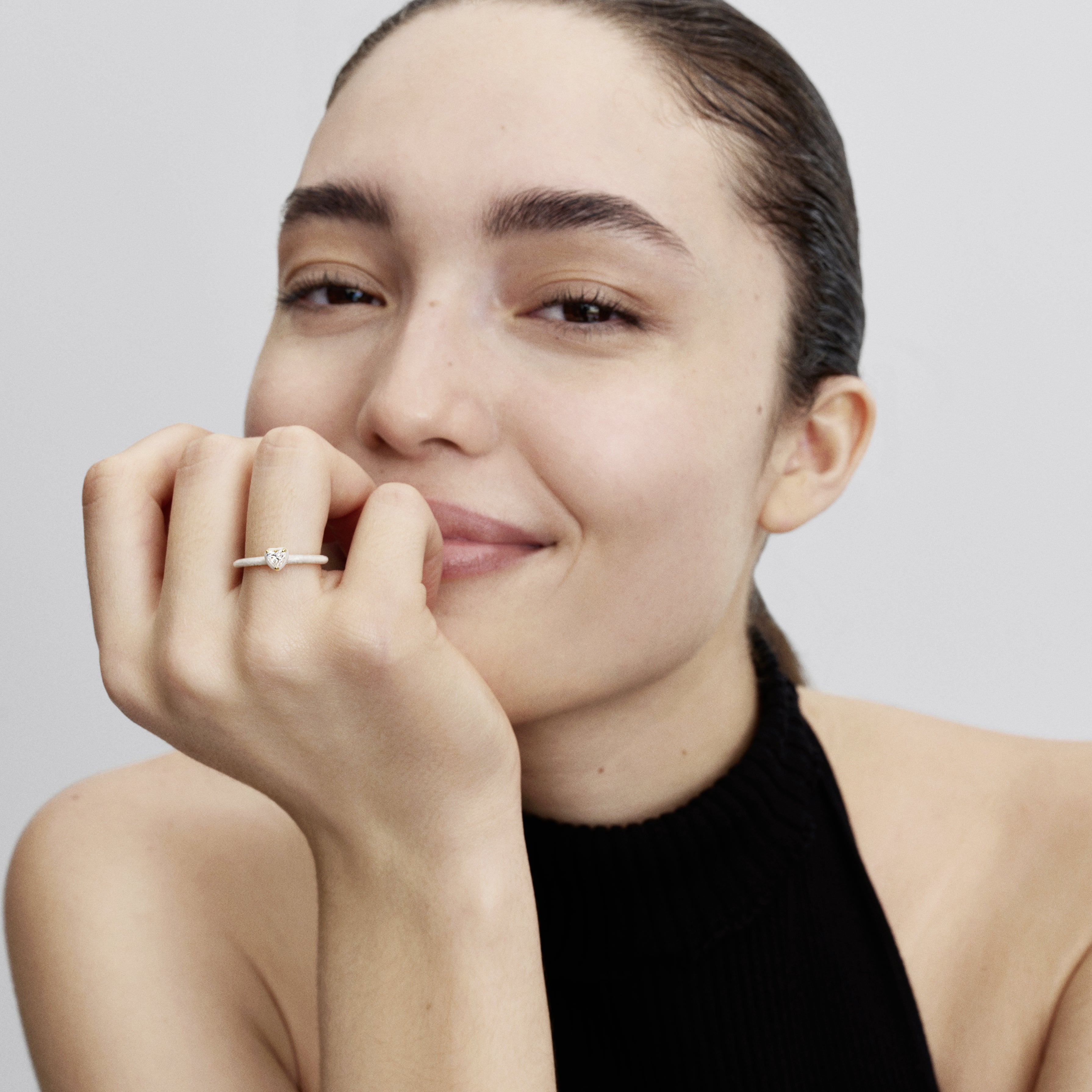 White Chakra Heart Ring