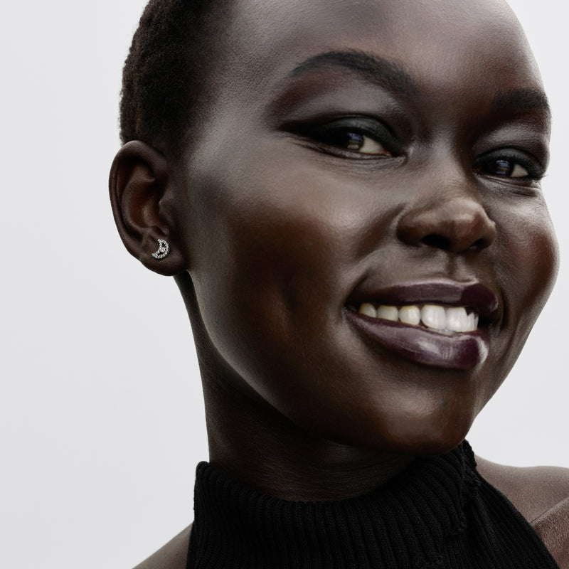 Sparkling Moon Stud Earrings