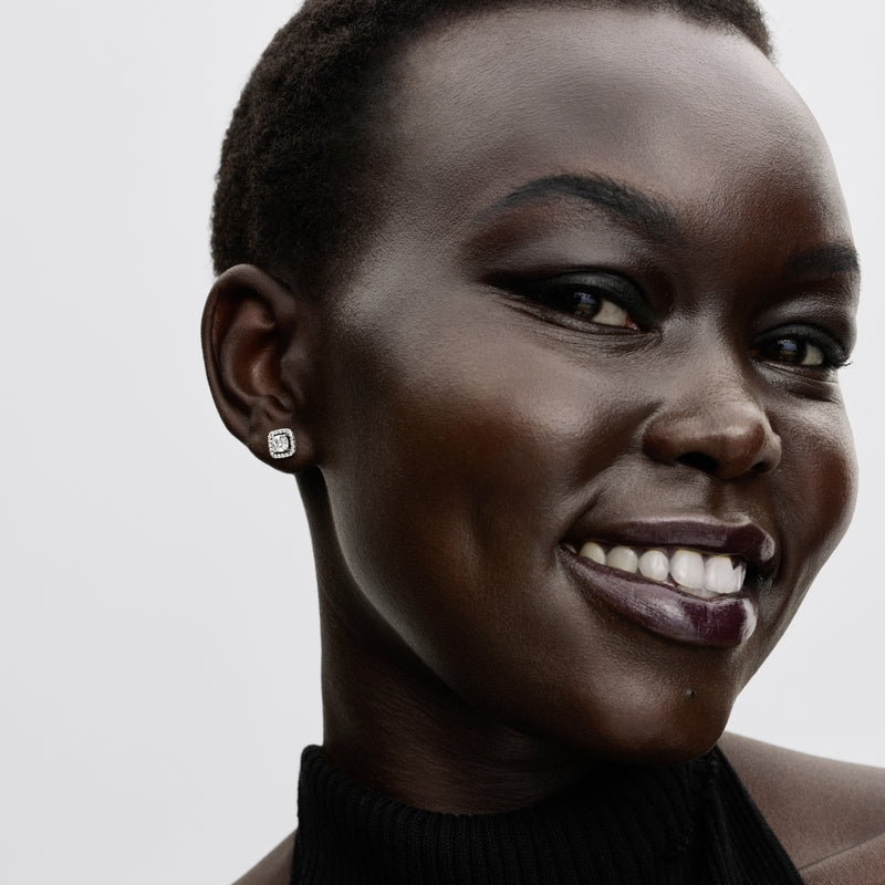 Square Halo Stud Earrings