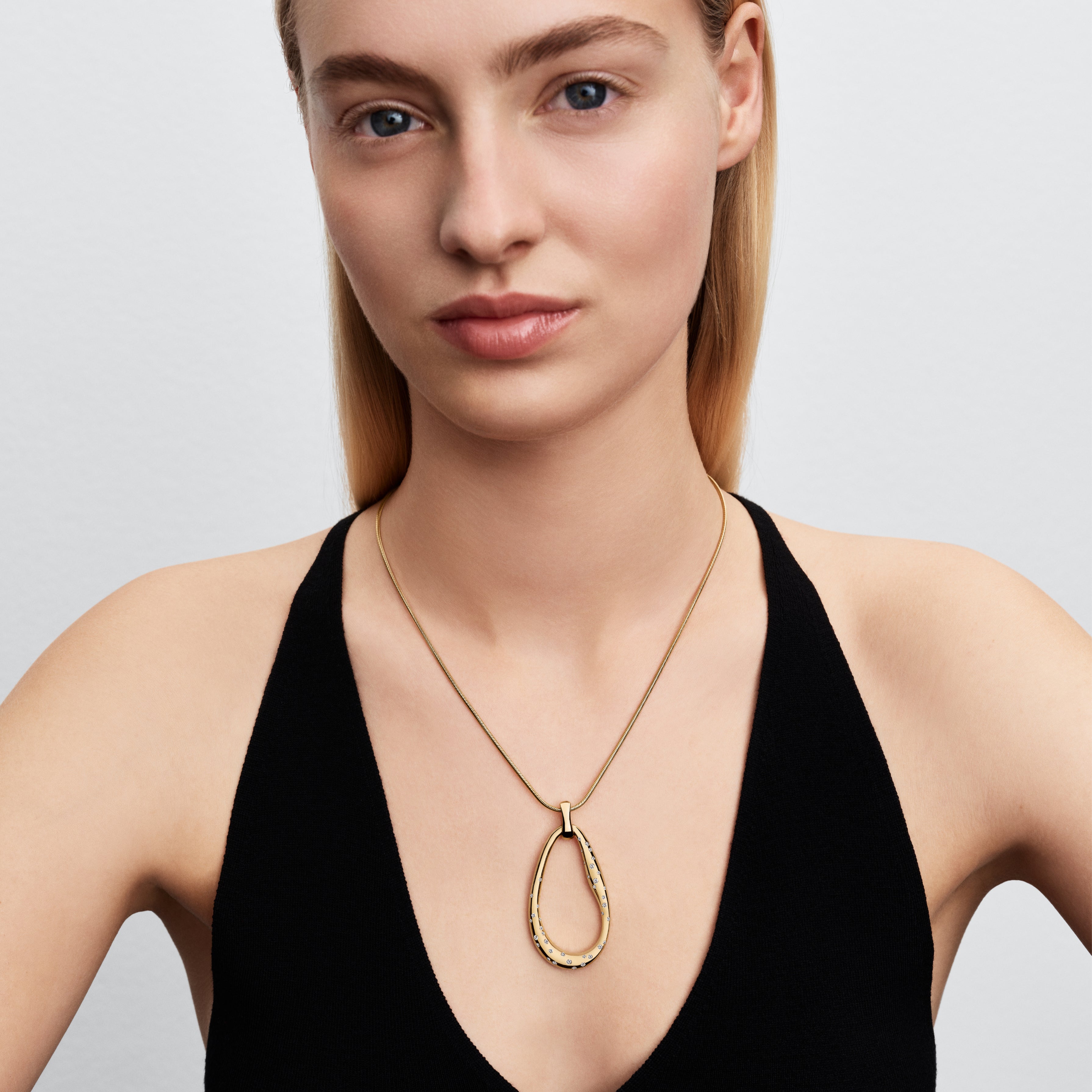 Organically Shaped Stone-Set Statement Pendant Necklace