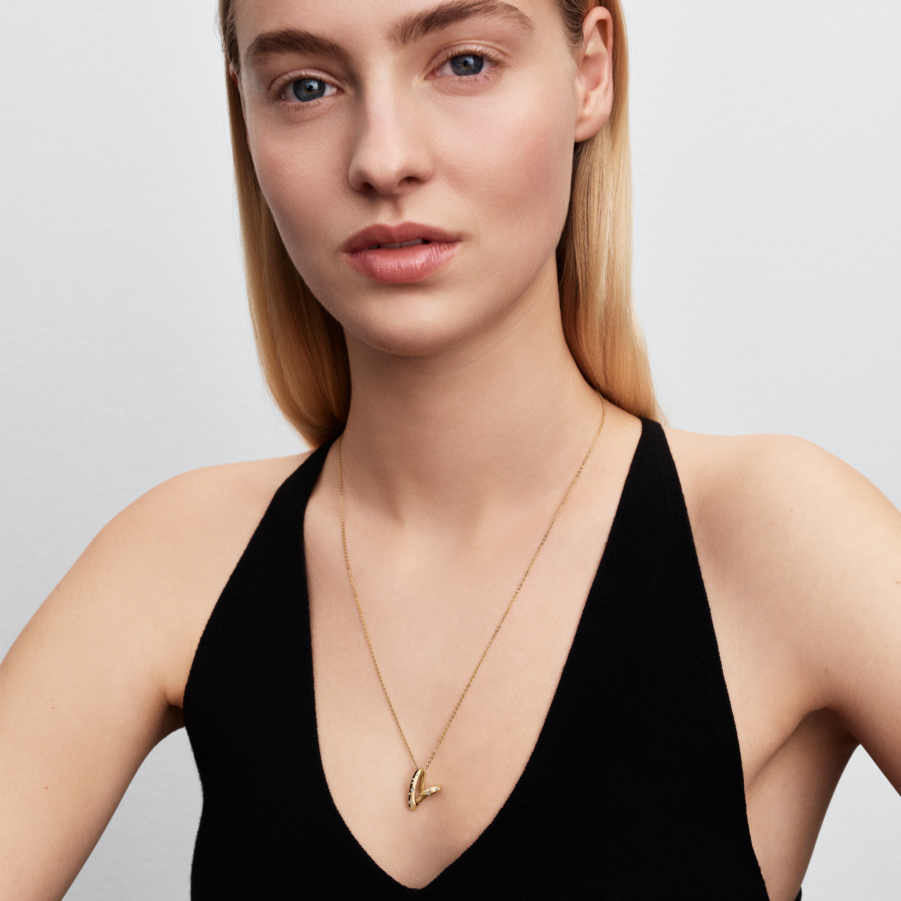 Organically Shaped Stone-Set Heart Pendant Necklace