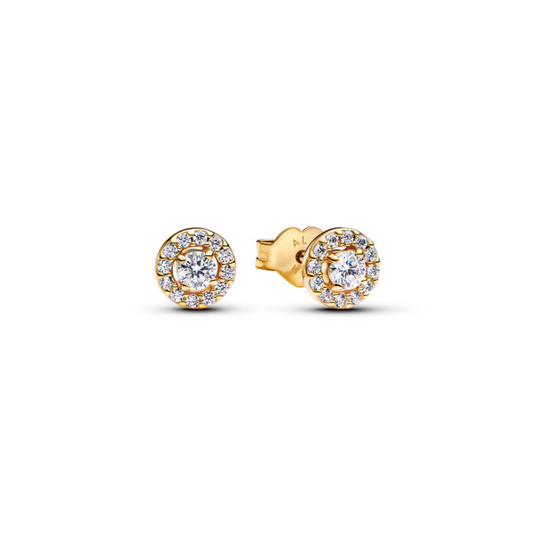 Round Pavé Halo Stud Earrings