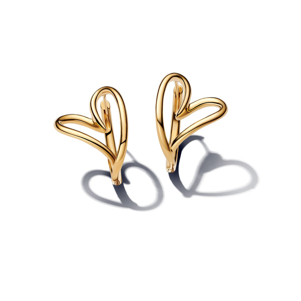 Organically Shaped Heart Hoop Earrings