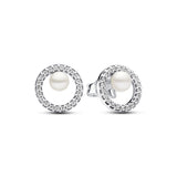 Treated Freshwater Cultured Pearl & Pavé Halo Stud Earrings