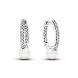 Treated Freshwater Cultured Pearl & Pavé Hoop Earrings