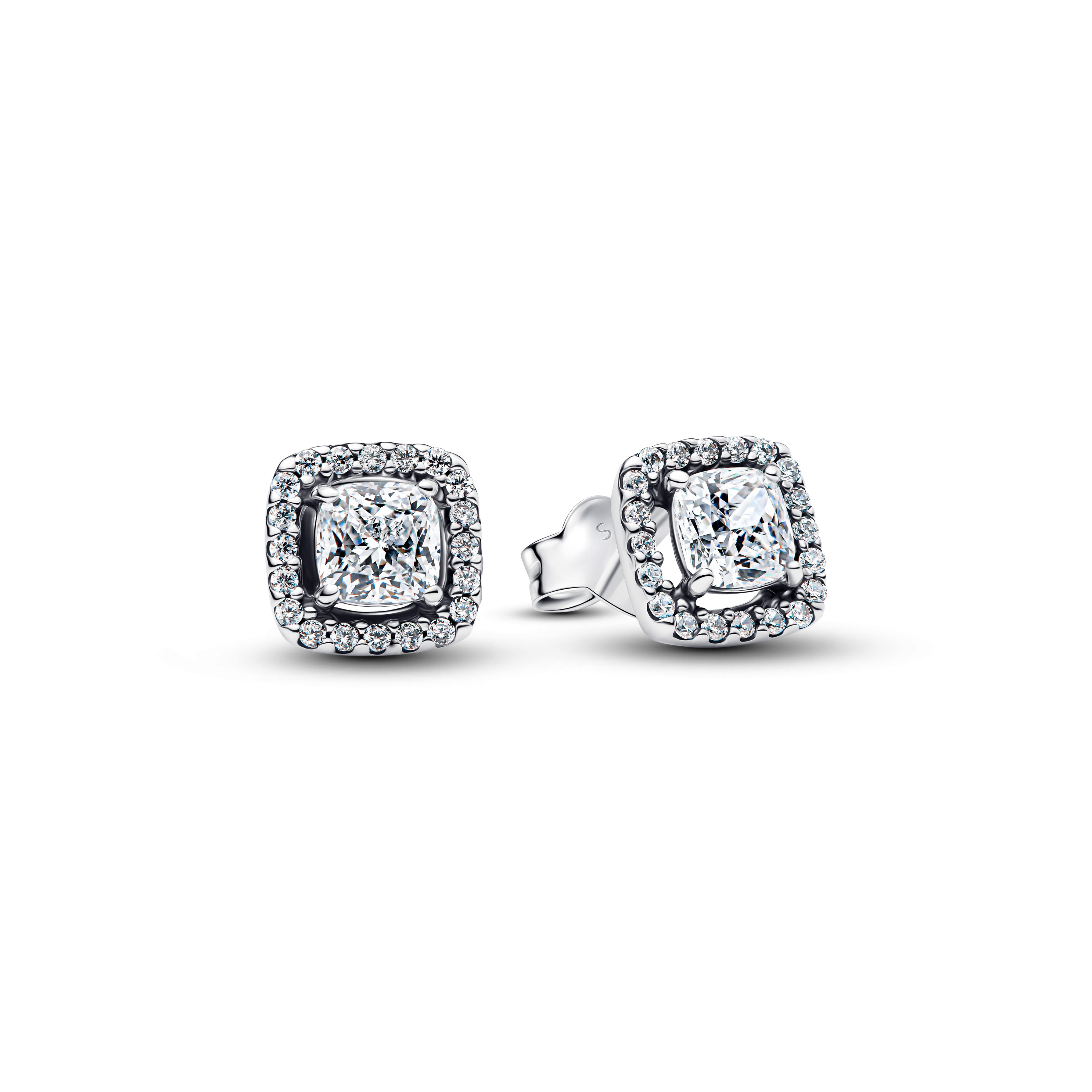Square Halo Stud Earrings