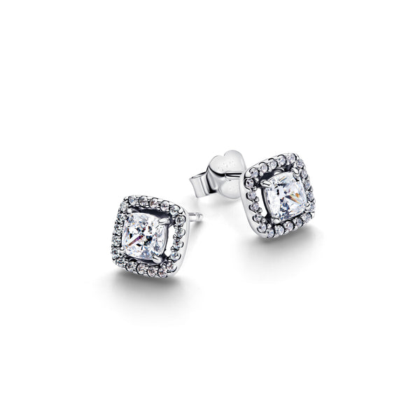 Square Halo Stud Earrings