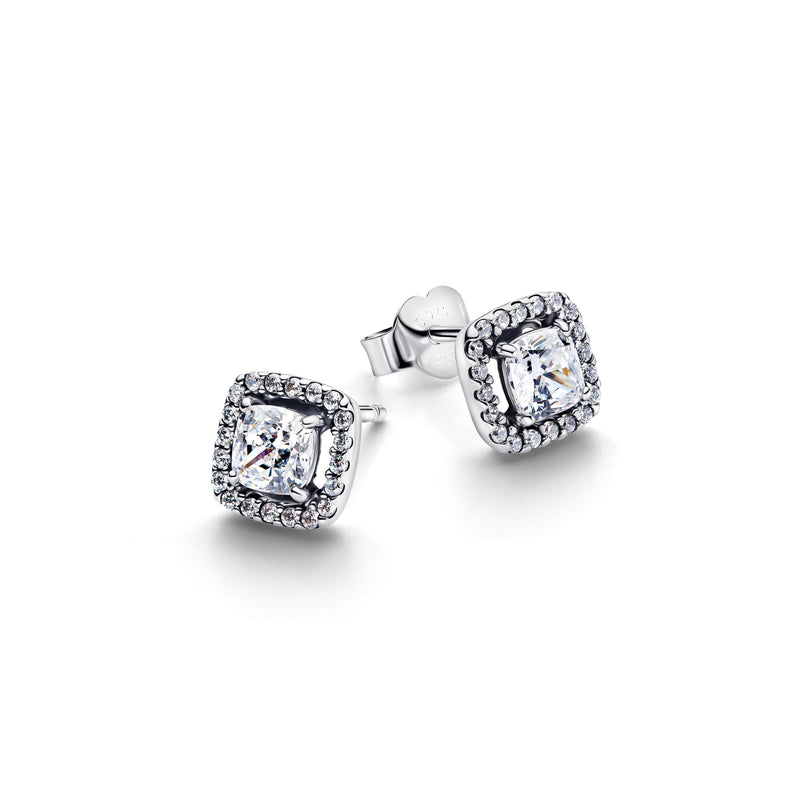 Square Halo Stud Earrings