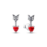 Arrow & Murano Glass Heart Stud Earrings