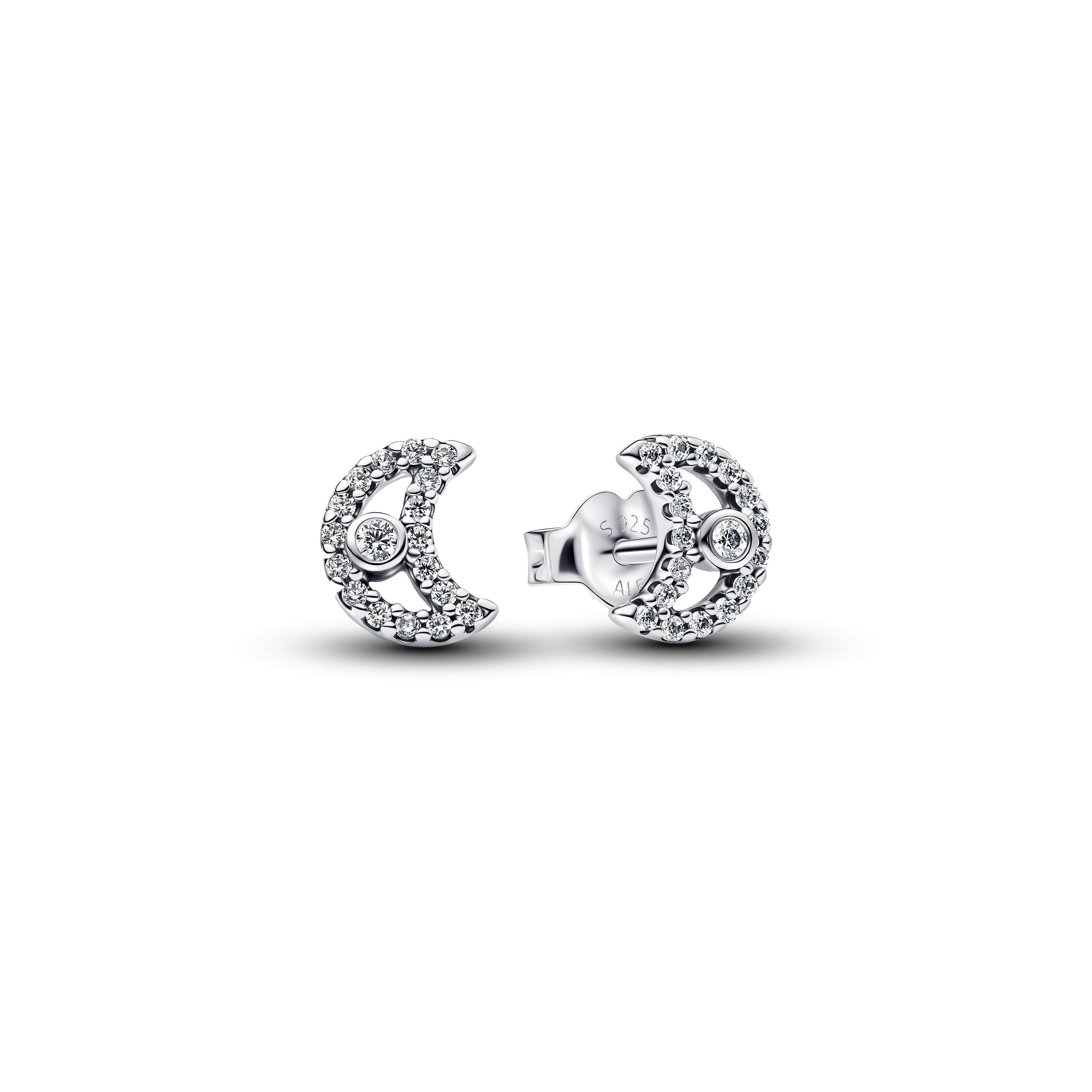 Sparkling Moon Stud Earrings