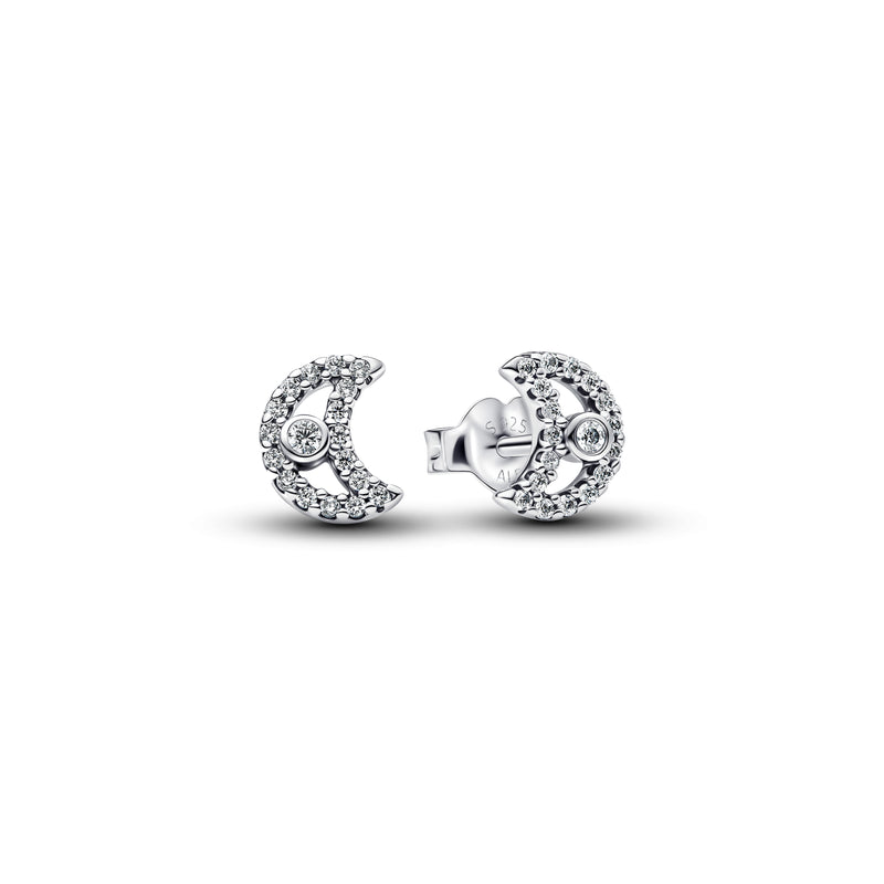 Sparkling Moon Stud Earrings