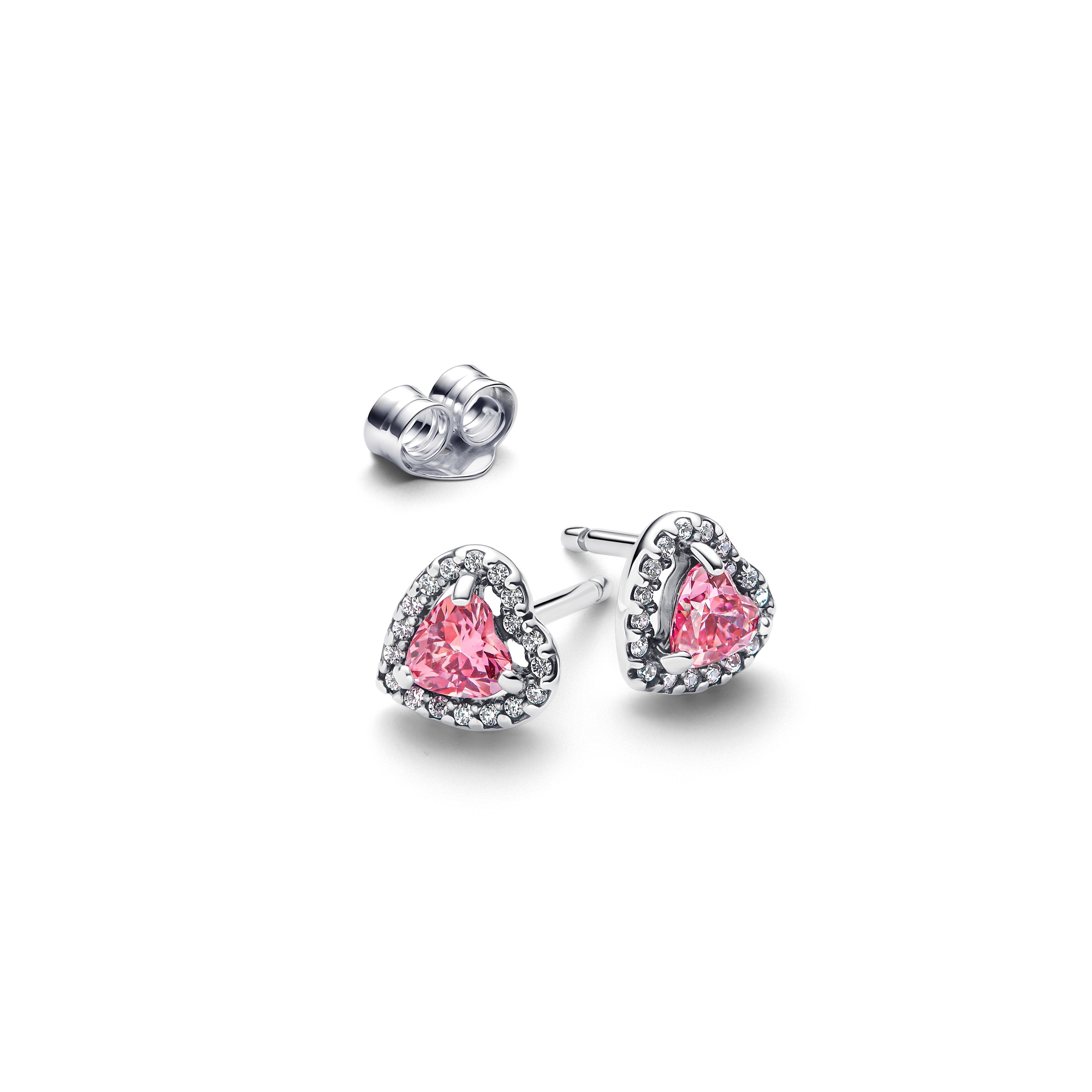 Elevated Pink Heart Stud Earrings