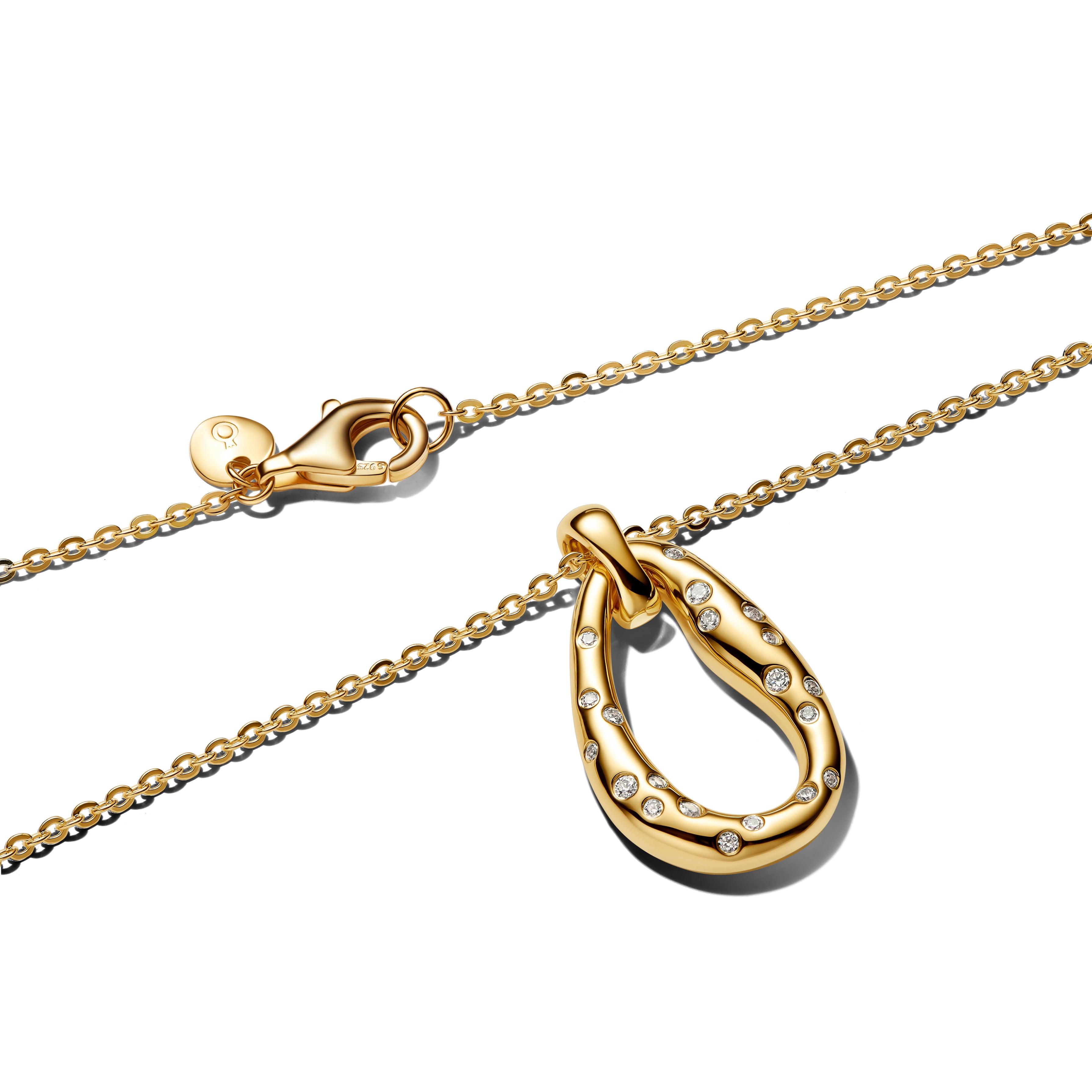 Organically Shaped Stone-Set Pendant Necklace
