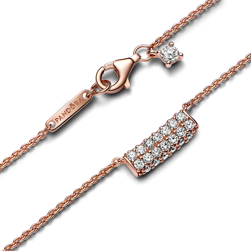 Pandora Timeless Pavé Double-row Bar Collier Necklace