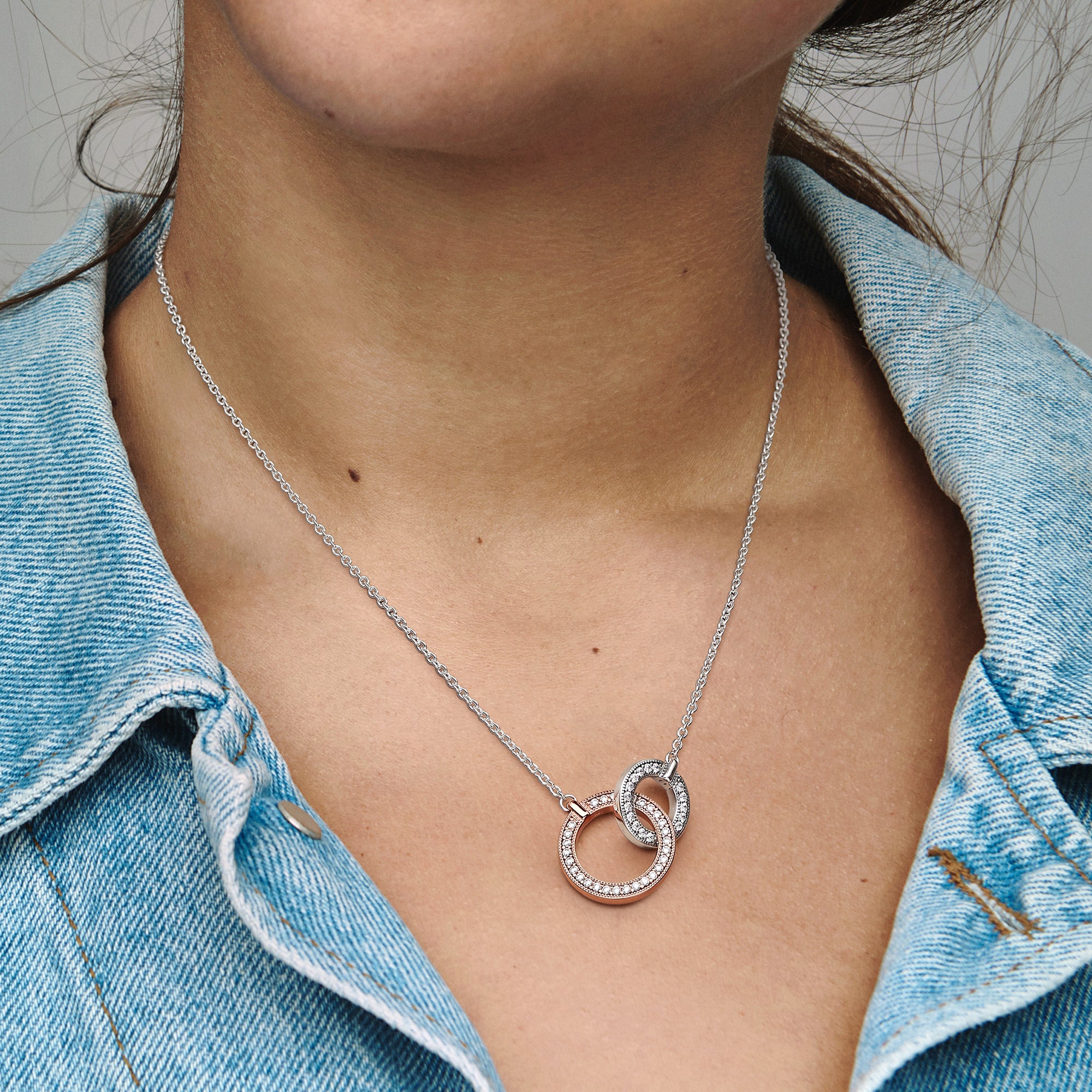 Pandora Signature Two tone Intertwined Circles Necklace