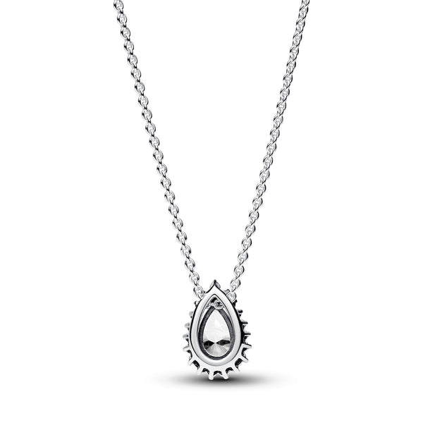 Sparkling Pear Halo Collier Necklace