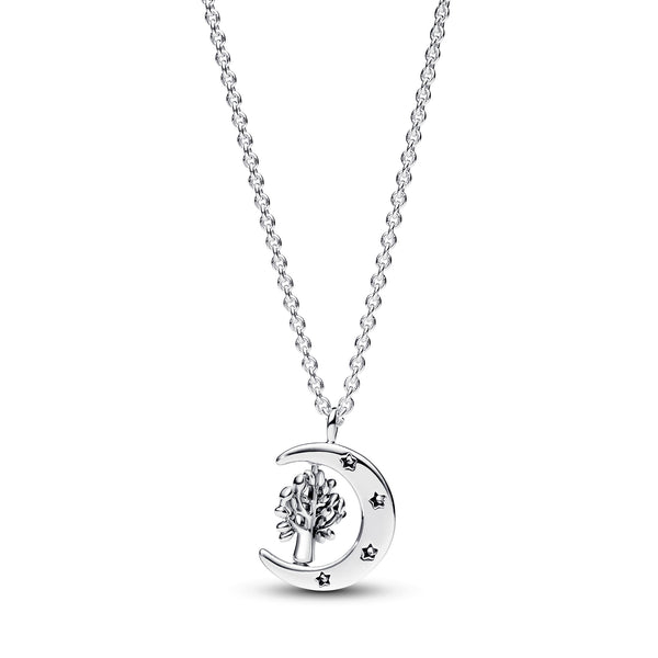 Moon & Spinning Tree of Life Pendant Necklace