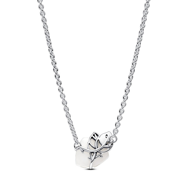 White Rose Silver Necklace