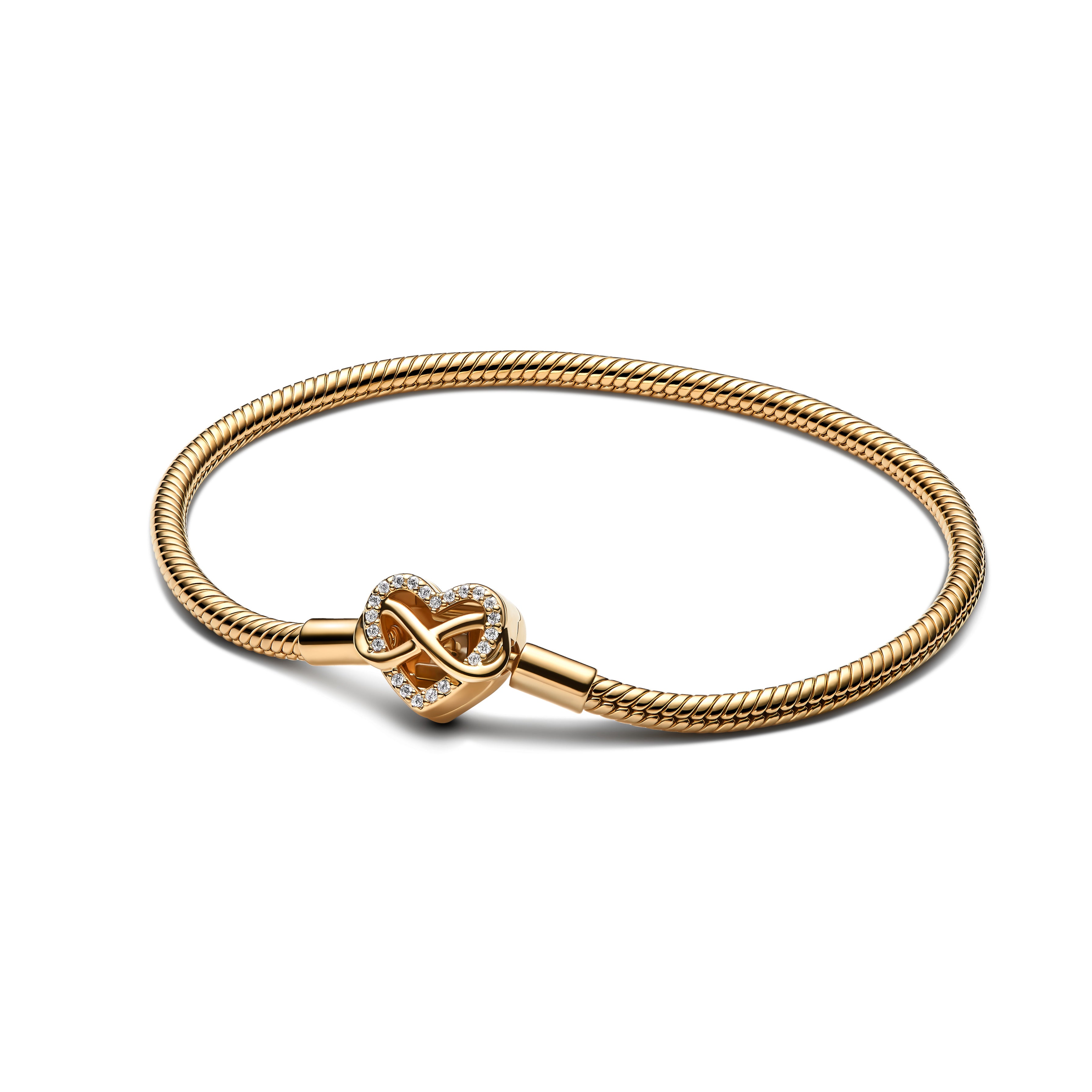 Sparkling Infinity Heart Clasp Snake Chain Bracelet
