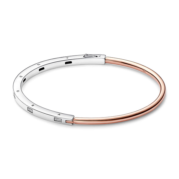 Pandora Signature Two-tone I-D Pavé Bangle