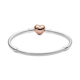 Pandora Moments Pavé Heart Clasp Snake Chain Bracelet