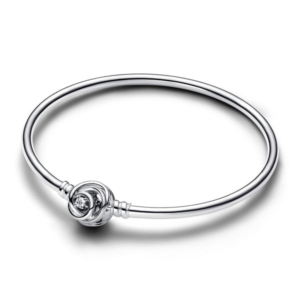 Sterling Silver Bangle With Encircled Clasp