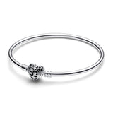 Sterling Silver Bangle with Heart Clasp