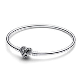 Sterling Silver Bangle with Heart Clasp