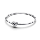 Sterling Silver Bangle with Heart Clasp