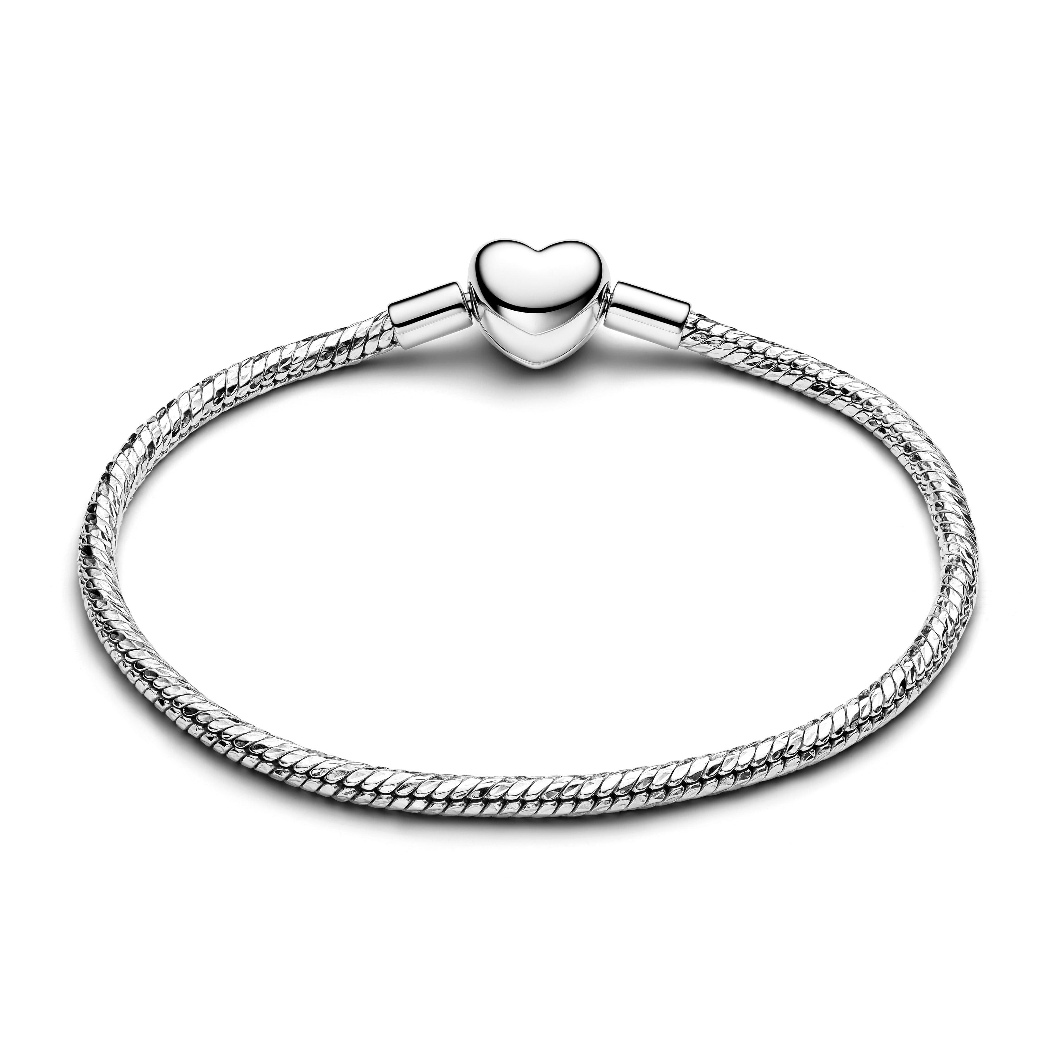 Heart Clasp Faceted Snake Chain Bracelet