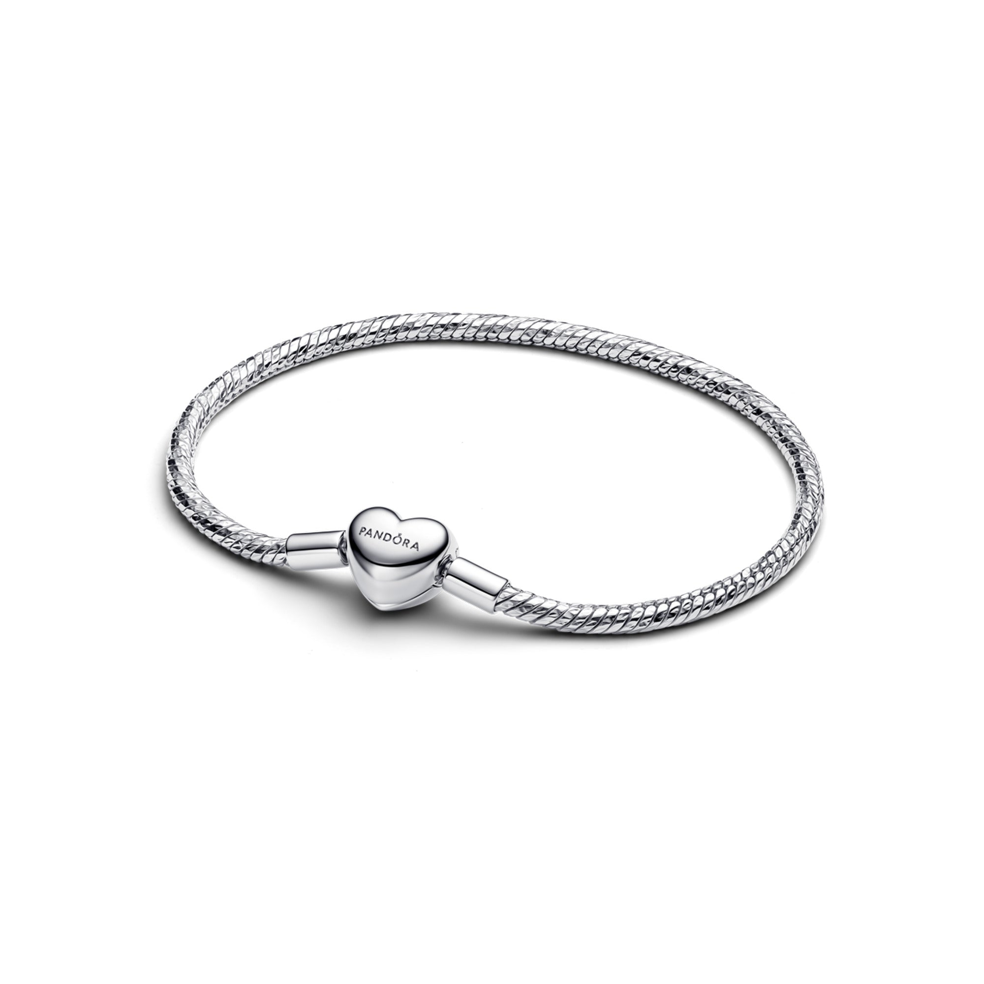Heart Clasp Faceted Snake Chain Bracelet