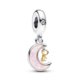 Two-tone Key & Moon Dangle Charm