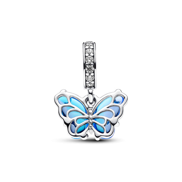 Blue Murano Glass Butterfly Dangle Charm