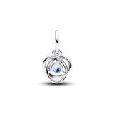 March Sea Aqua Blue Eternity Circle Dangle Charm