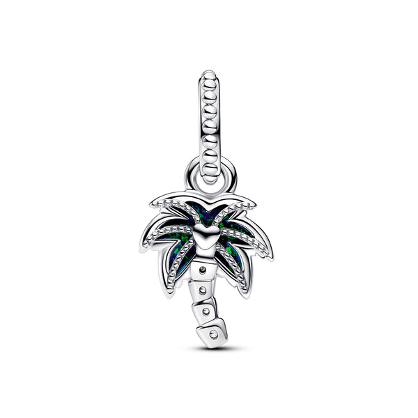 Opalescent Green Palm Tree Dangle Charm