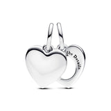 Engravable Heart Magnifying Glass Double Dangle Charm