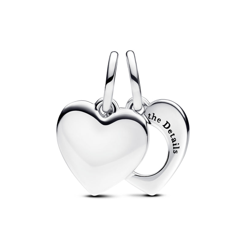 Engravable Heart Magnifying Glass Double Dangle Charm