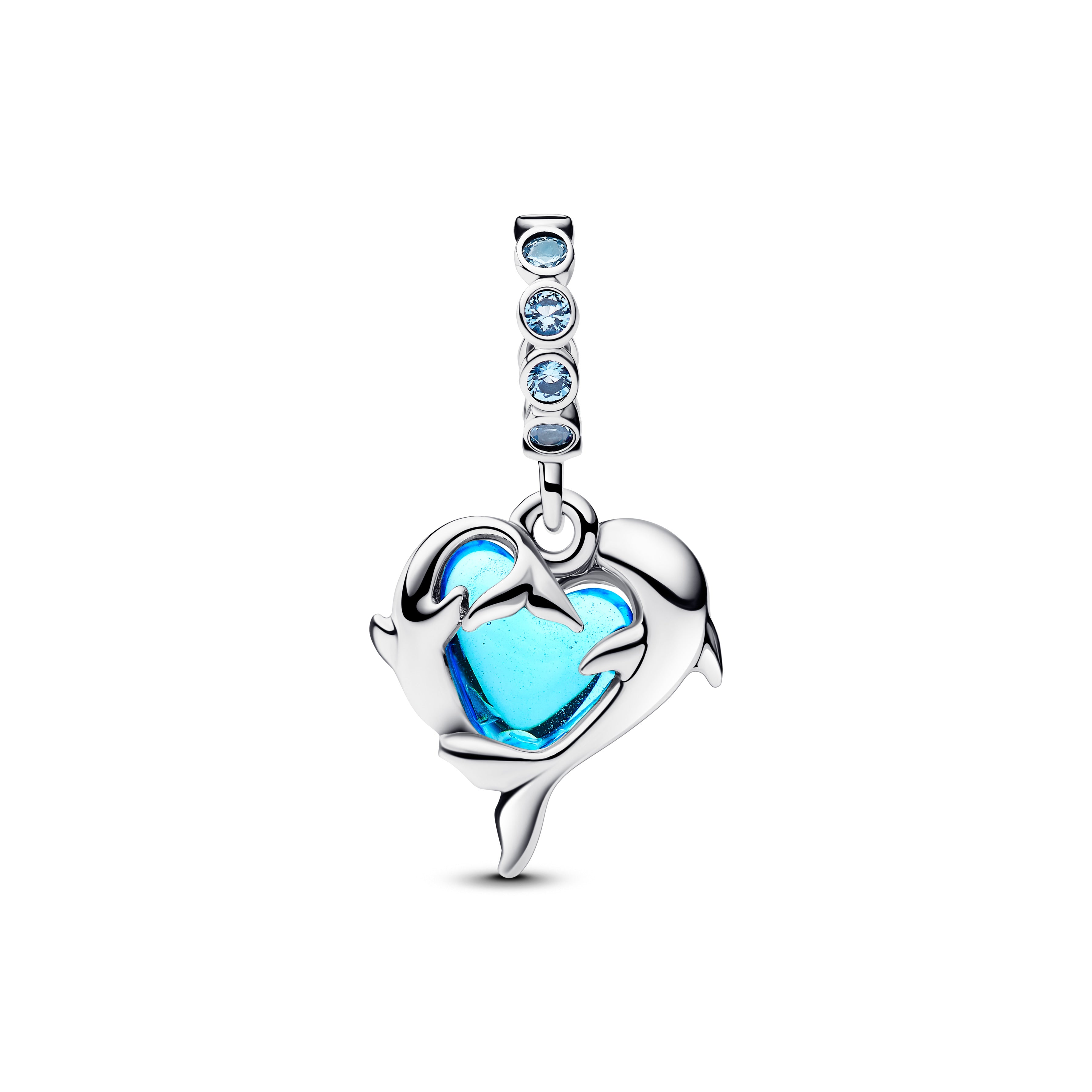 Blue Murano Glass Dolphins Dangle Charm