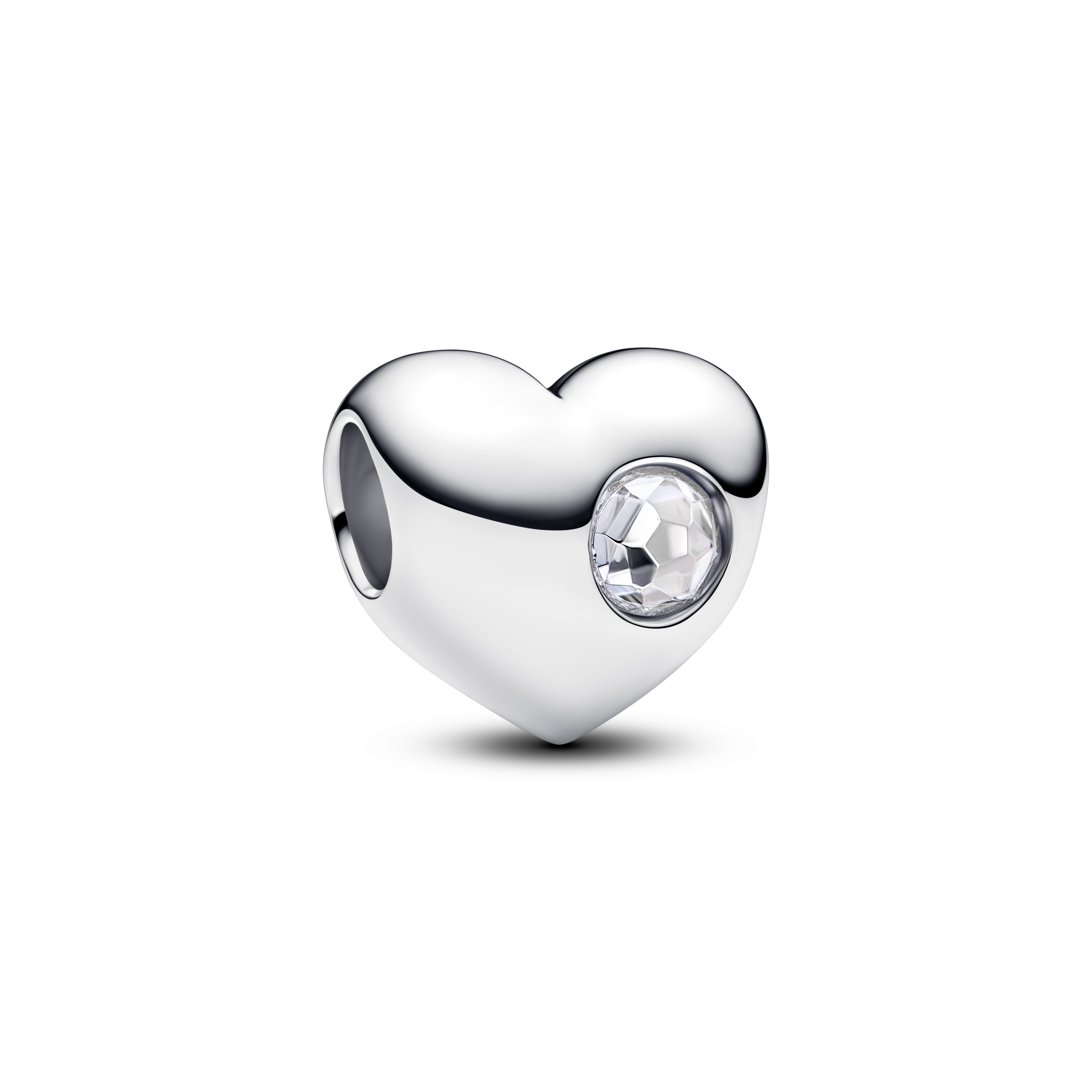 Engravable Clear Stone Heart Charm