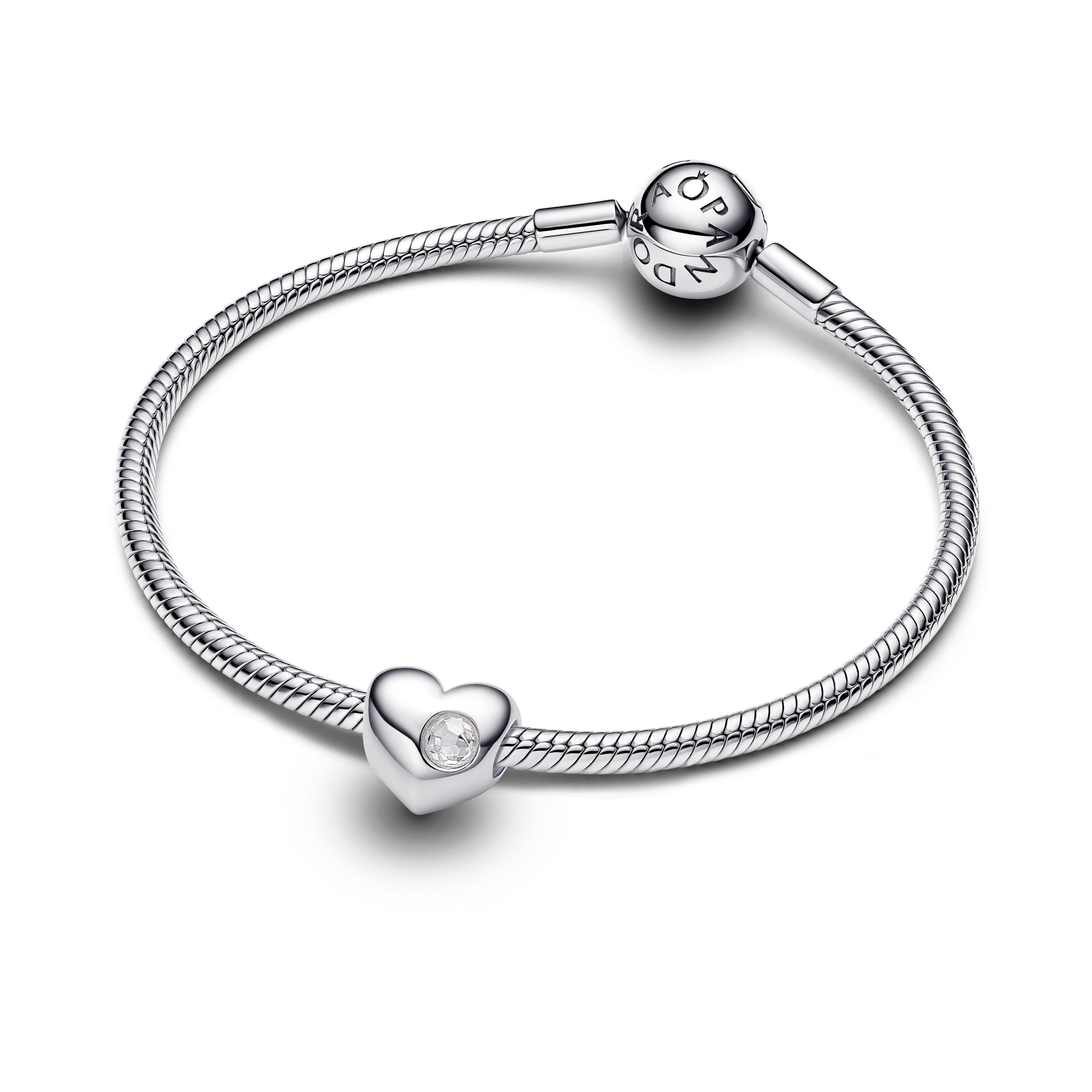 Engravable Clear Stone Heart Charm