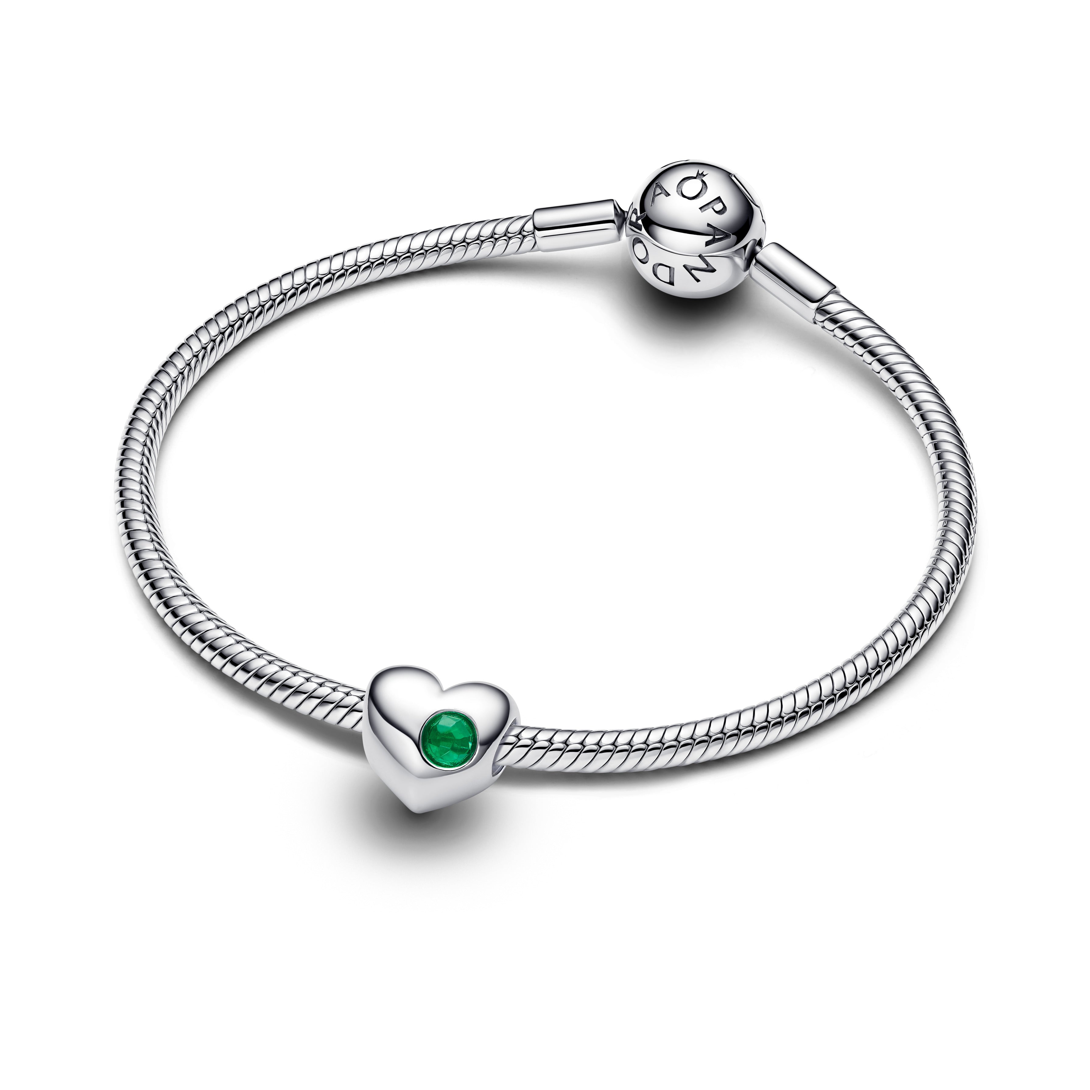 Engravable Green Stone Heart Charm