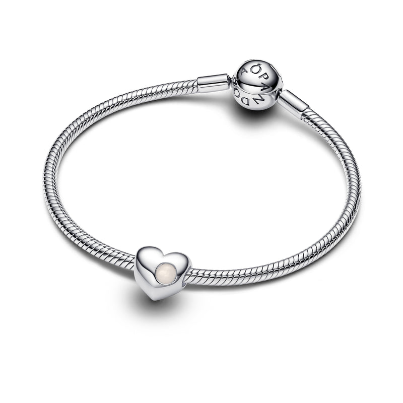 Engravable White Stone Heart Charm