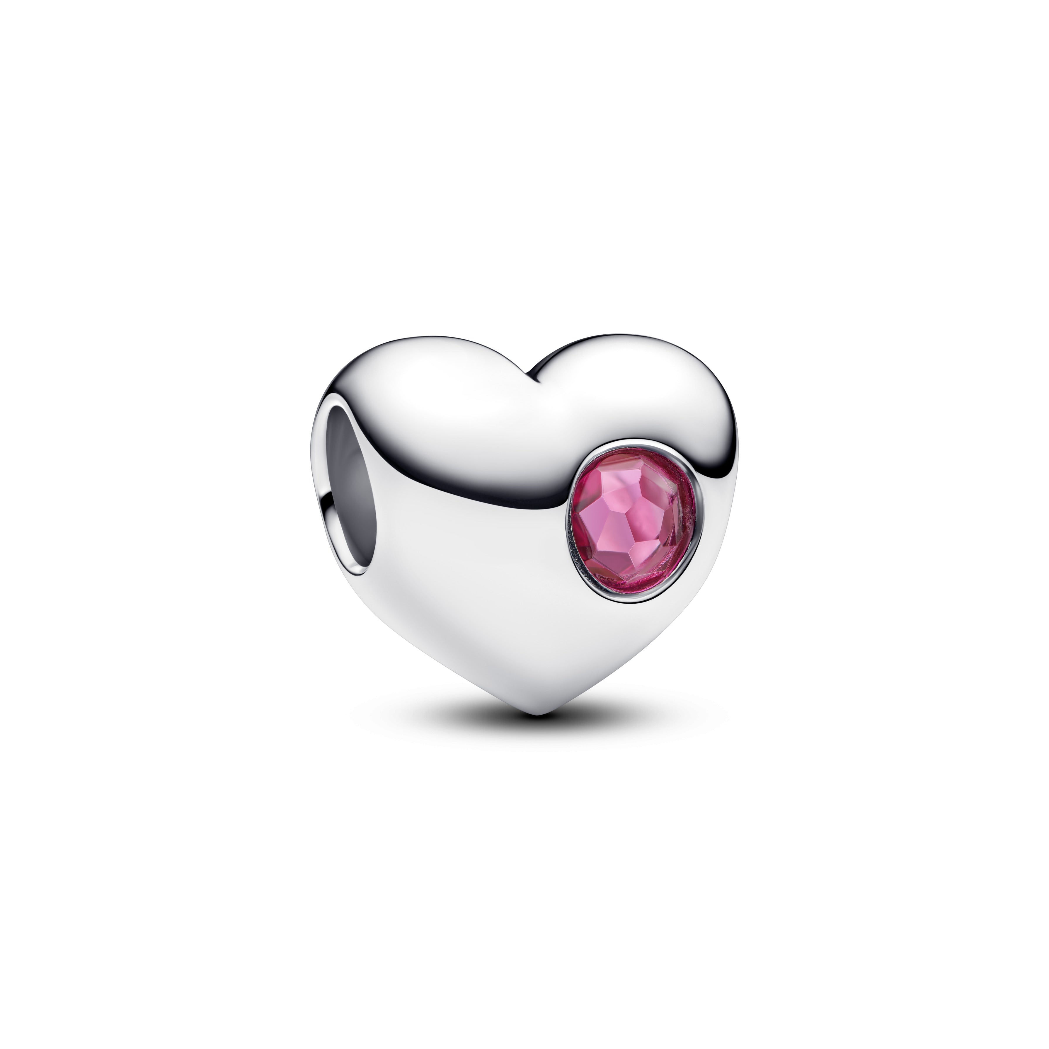 Engravable Pink Stone Heart Charm