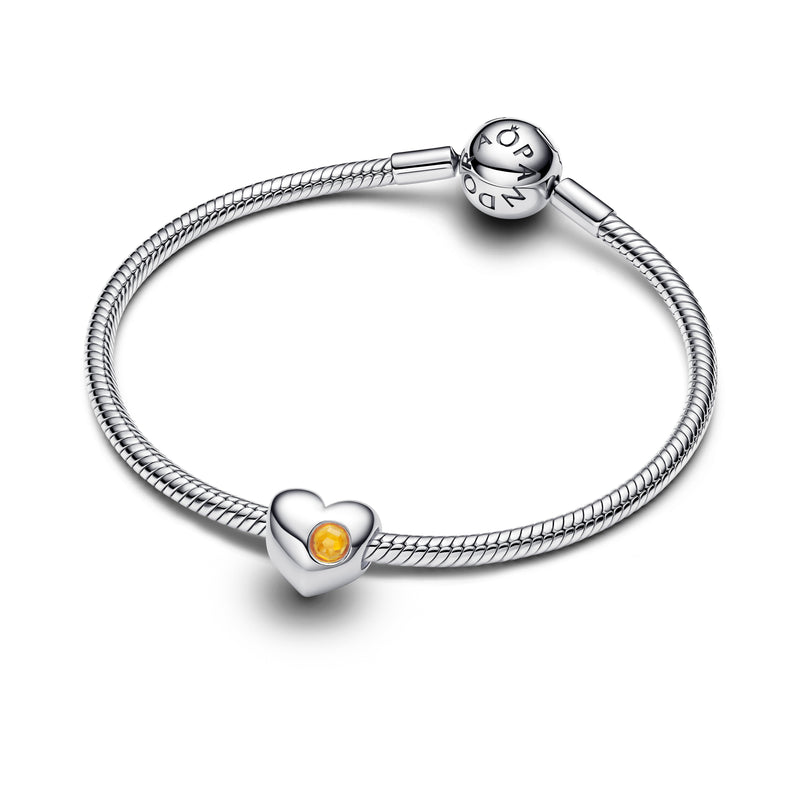 Engravable Honey Stone Heart Charm